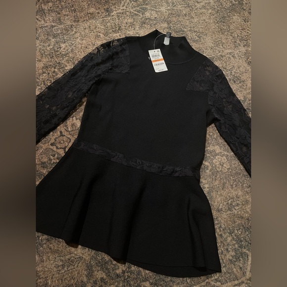 INC International Concepts Black Lace Sleeve Blouse - Picture 5 of 11